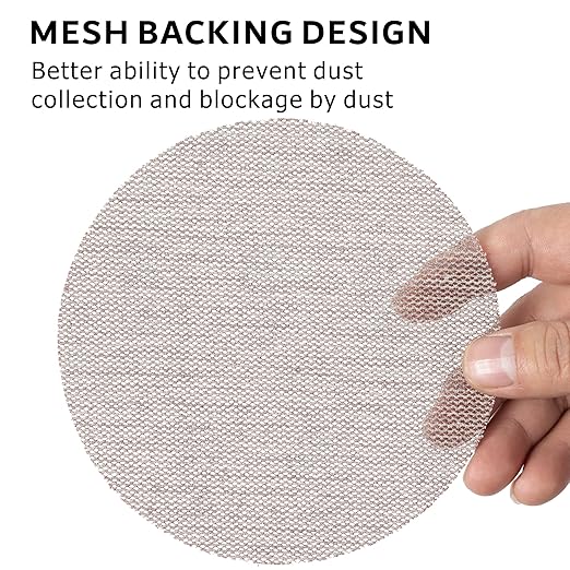 120GRIT 50pcs 5-Inch Mesh Abrasive Sanding Discs Hook & Loop Sandpaper, Dust Free Anti-Blocking Net Sandpaper Sheets for Auto Body, Wood, Drywall, Metal