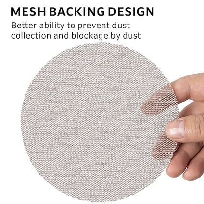 120GRIT 50pcs 5-Inch Mesh Abrasive Sanding Discs Hook & Loop Sandpaper, Dust Free Anti-Blocking Net Sandpaper Sheets for Auto Body, Wood, Drywall, Metal