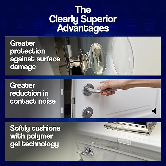 Clearly Superior Multi-Use Bumper Guards - Med 8 Pack Rectangle 2" x 1" x .2" - Protects & Quiets Contact from Furniture, Doors, Dressers, & Appliances - Reusable & Easy to Apply Polymer Gel Bumper