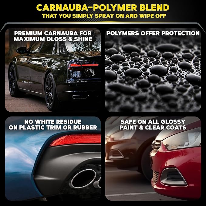 Meguiar's G7716 Gold Class Carnauba Quik Wax, Special Blend for Richness and Shine, Clear Coat Safe Meguiar's Quik Wax, Spray That Leaves Lasting Results Without Residue, 16 Oz
