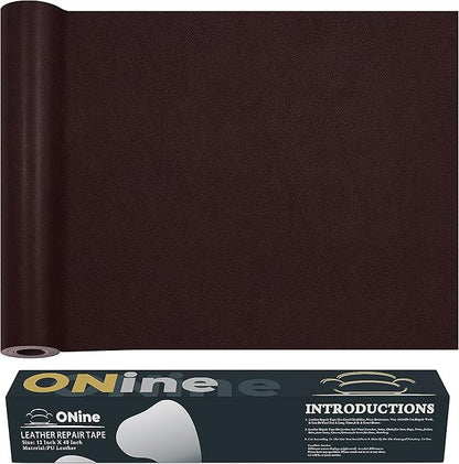 ONine Leather Repair Patch，Leather Repair Tape, 12 x 48 inches Leather Repair Patch for Furniture,Vinyl Repair Kit，Leather Couch Patch，for Sofas, Furniture, Car Seats, Office Chairs(Mulberry)