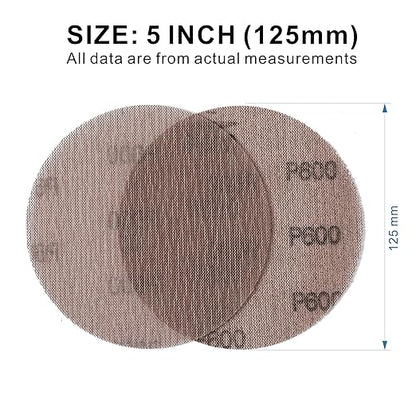 600GRIT 50pcs 5-Inch Mesh Abrasive Sanding Discs Hook & Loop Sandpaper, Dust Free Anti-Blocking Net Sandpaper Sheets for Auto Body, Wood, Drywall, Metal