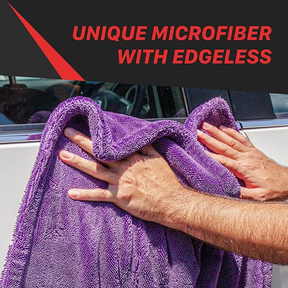 Maxshine - Car Drying Towel, Rinse Free Microfiber Towel for Car Detailing, 1200 GSM, Double Sided, Large Microfiber Towels for Car Drying, Plush Car Wash Towels (3, 24" x 36")