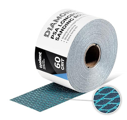 toolant Diamond Shape 60 Grit Sandpaper Roll, 2-3/4" Wide 10 Yard Longboard Self Adhesive PSA Stickyback Sand Paper for Woodworking, Metal, Plastic, Automotive, Sanding Blocks