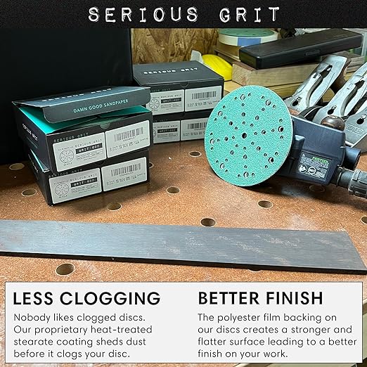 Serious Grit - 6-Inch 49-Hole 80 Grit Sanding Discs - Heavy-Duty Hook & Loop Film Discs - Sandpaper for Random Orbital Sanders - 50 Pack Box