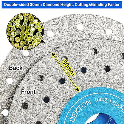 LOZLIN 3PCS 115MM Vacuum Brazed Ultra-Thin Multi-Pore Flat Abrasive Sheet Disc for Porcelain Glass Ceramic Tile Granite Marble Diamond Saw Blade (Blue and White, Porous, 3)