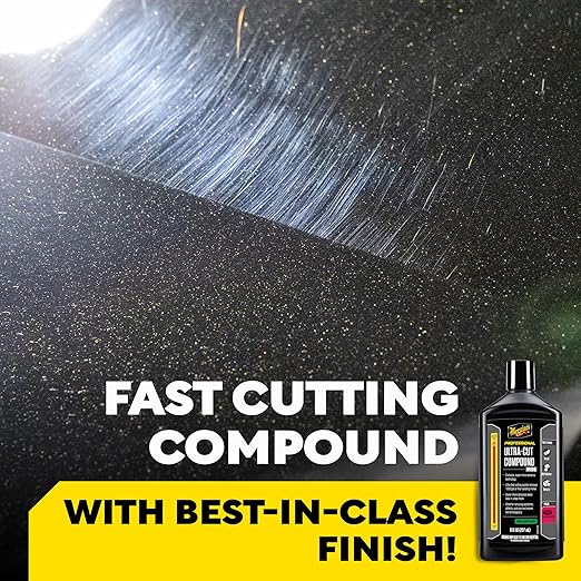 Meguiar’s Mirror Glaze M105 Ultra-Cut Compound, Pro-Grade Car Compound for Removing Scratches and Heavy Swirls, Restores Gloss and Clarity, Car Guy Gifts for Men and Women Who Love to Detail, 8 Oz