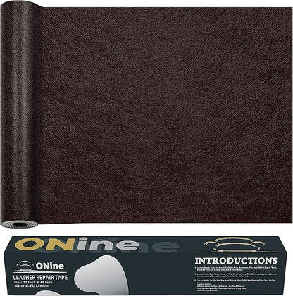 ONine Repair ，Leather Repair Tape, 12 x 48 inches Leather Repair for Furniture,Vinyl Repair Kit， Couch Patch，for Sofas, Furniture, Car Seats(Dark Brown)
