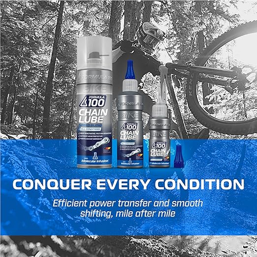 Formula 100 All Conditions Bike Chain Lube – All-Weather Lubricant for Bicycles & Electric Bikes – Protects Against Wear, Reduces Friction, Fights Corrosion – 120ml (4.06 oz)