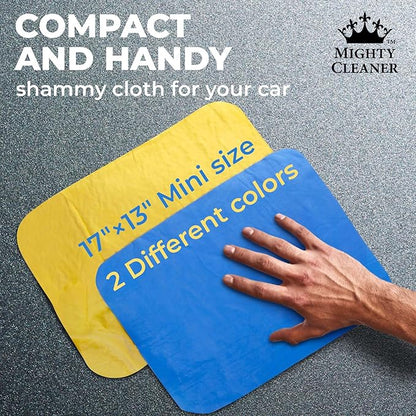 Premium 2pk Mini +1 Free Shammy Cloth for Car Drying - 17”x13” - Super Absorbent Chamois Towel for Car - Scratch-Free, Reusable & Soft Cleaning Towel