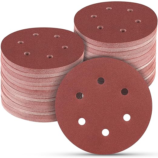 100 PCS 6 Inch Sanding Discs 240 Grit, 6 Hole Hook and Loop Sandpaper, Round Orbital Sand Paper Discs for Sander