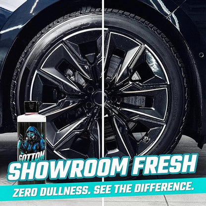 Gottom Tire & Trim Shine – 16oz, Scented Boosted Colada - Ultra High Gloss for Plastic Trim & Wheels – Water-Based Dressing – Car Tire Cleaner & Dressing – Car Detailing Supplies