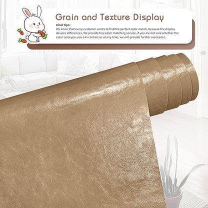 KING MOUNTAIN Leather Repair Patch,16 x 60 Inches self Adhesive Leather Repair Tape for Damaged Leather Furniture, Sofa Seating,Car Seats, Leather Goods（Khaki）
