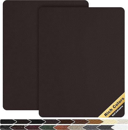 KING MOUNTAIN Leather Repair Patch,2 Packs 9 x 11 Inches self Adhesive Leather Repair Tape for Damaged Leather Furniture, Sofa Seating,Car Seats, Leather Goods(Dark Brown)