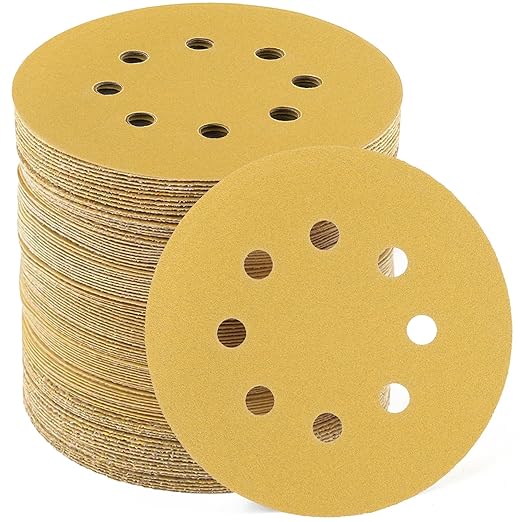 LotFancy 100 PCS 120 Grit Sandpaper, 5 Inch 8 Hole Sanding Disc Aluminum Oxide, Orbital Sander Sandpaper for Stripping Paint, Sand Paper for Wood, Plastic, Rust Removal, Random Orbital Sander Pads