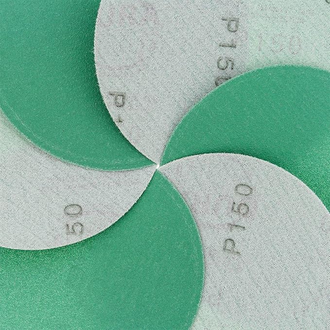 Dura-Gold Premium 5" Green Film Sanding Discs - 150 Grit (Box of 50) - Hook & Loop Backing Sandpaper Discs for DA Sanders, Finishing Medium Cut Abrasive - Sand Automotive Car Paint, Woodworking Wood