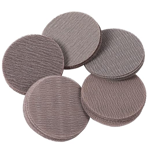 50pcs 5-Inch Mesh Abrasive Sanding Discs Hook & Loop Sandpaper, Each 10pcs of Grit 80 120 180 320 400 Dust Free Anti-Blocking Net Sandpaper Sheets for Auto Body, Wood, Drywall, Metal