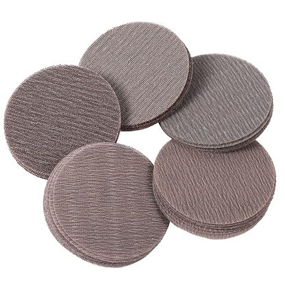 50pcs 5-Inch Mesh Abrasive Sanding Discs Hook & Loop Sandpaper, Each 10pcs of Grit 80 120 180 320 400 Dust Free Anti-Blocking Net Sandpaper Sheets for Auto Body, Wood, Drywall, Metal