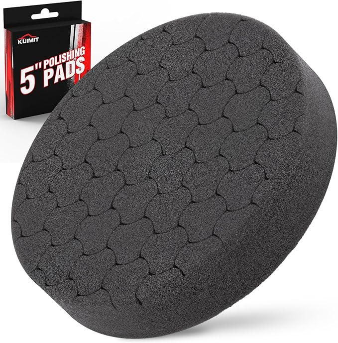 KUIMIT Black Polish Pad, Buffing Polishing Pads, 1Pc 5.5 Inch Face for 5 Inch 125mm Backing Plate Compound Buffing Sponge Pads for Car Buffer Polisher Compounding, Polishing and Waxing