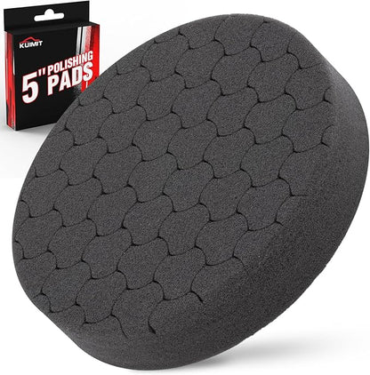 KUIMIT Black Polish Pad, Buffing Polishing Pads, 1Pc 5.5 Inch Face for 5 Inch 125mm Backing Plate Compound Buffing Sponge Pads for Car Buffer Polisher Compounding, Polishing and Waxing