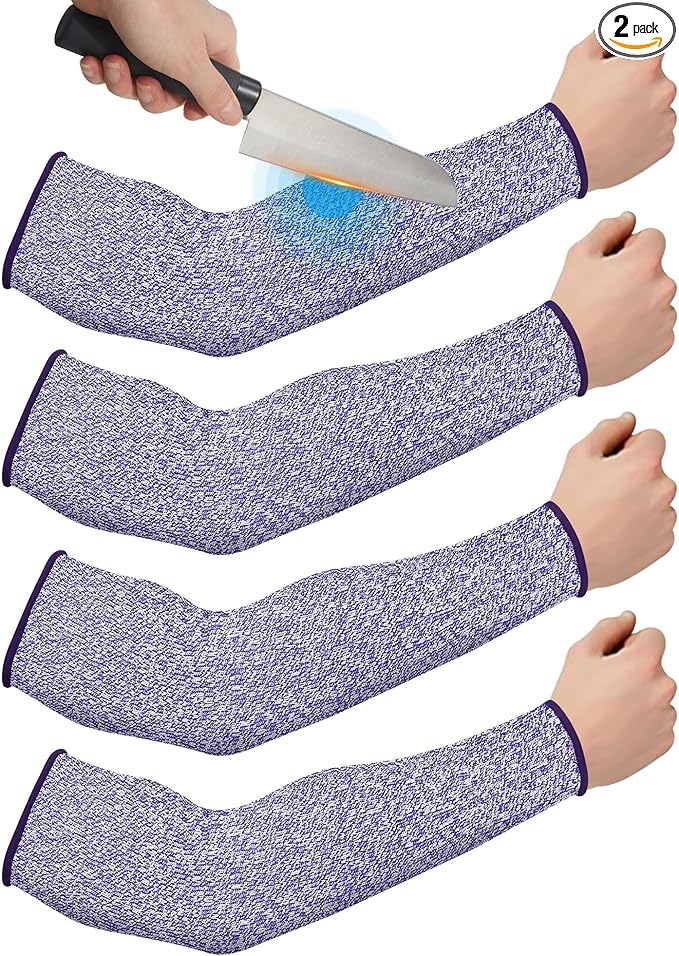 Geyoga 2 Pairs Arm Sleeves Guards Arm Protectors for Thin Skin and Bruising Protective Cut Resistant Sleeves for Men Women(Large,Hppe,Blue)