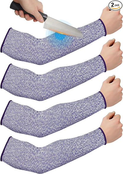 Geyoga 2 Pairs Arm Sleeves Guards Arm Protectors for Thin Skin and Bruising Protective Cut Resistant Sleeves for Men Women(Large,Hppe,Blue)
