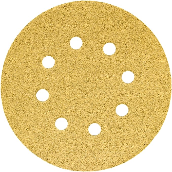 Dura-Gold Premium 60 Grit 5" Sandpaper Discs, 8 Hole Pattern Dustless, 50 Discs - Hook & Loop Backing for Orbital DA Sander, Detailing Finishing Color Sanding Automotive Paint Woodworking