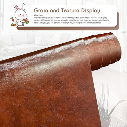 KING MOUNTAIN Leather Repair Patch, 16 x 60 Inches Self-Adhesive Repair Tape for Damaged Furniture, Sofa Seating, Car Seats, Goods (Brown)