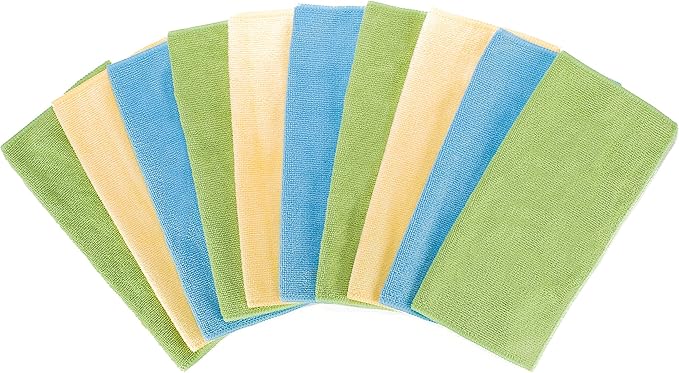 Fuller Brush Microfiber Cleaning Cloths – 10-Pack Multi-Colored, Reusable, Machine Washable – 10" x 10" All-Purpose Cloths for Home & Kitchen