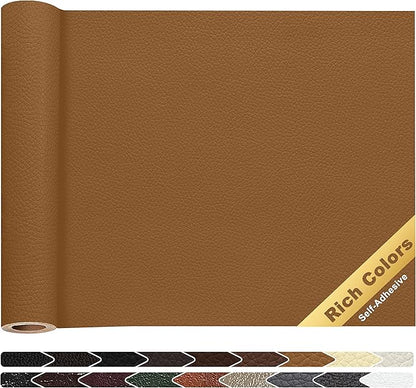 KING MOUNTAIN Leather Repair Patch,16 x 60 Inches self Adhesive Leather Repair Tape for Damaged Leather Furniture, Sofa Seating,Car Seats, Leather Goods(Light Brown)