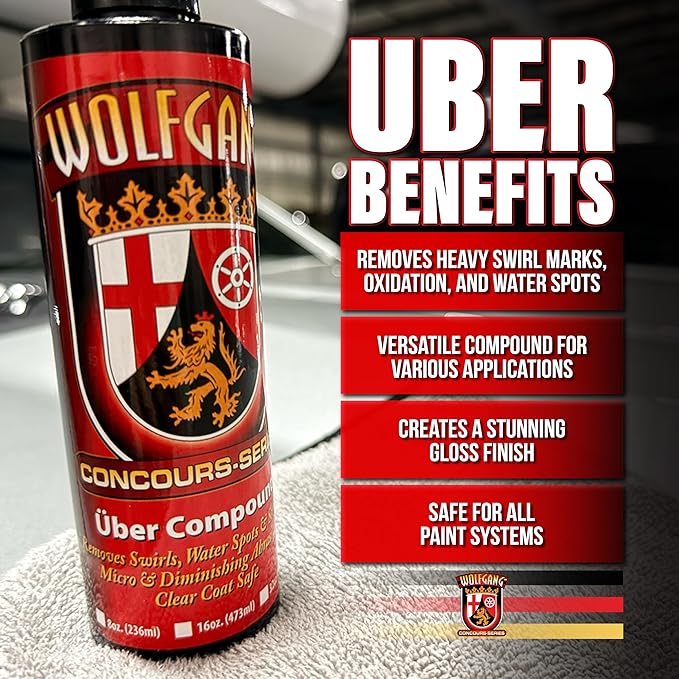 Wolfgang Uber Compound 3.0 | High-Performance Cutting Compound | Removes Swirls, Scratches & Oxidation | Restores Paint Clarity & Gloss | WG-5601 | 16 oz