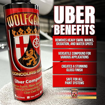 Wolfgang Uber Compound 3.0 | High-Performance Cutting Compound | Removes Swirls, Scratches & Oxidation | Restores Paint Clarity & Gloss | WG-5601 | 16 oz