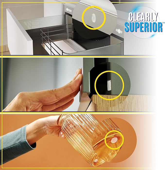 Clearly Superior Multi-Use Bumper Guards - Med 8 Pack Rectangle 2" x 1" x .2" - Protects & Quiets Contact from Furniture, Doors, Dressers, & Appliances - Reusable & Easy to Apply Polymer Gel Bumper