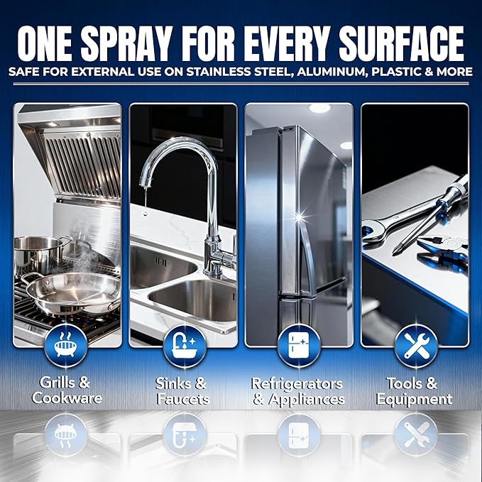 Sheila Shine 2 x 10oz Stainless Steel Cleaner and Polish - Removes Grease, Fingerprint & Watermark - Kitchen Appliances, Refrigerators, Sinks, Ovens & Grills - Stainless Steel Appliance Cleaner Spray