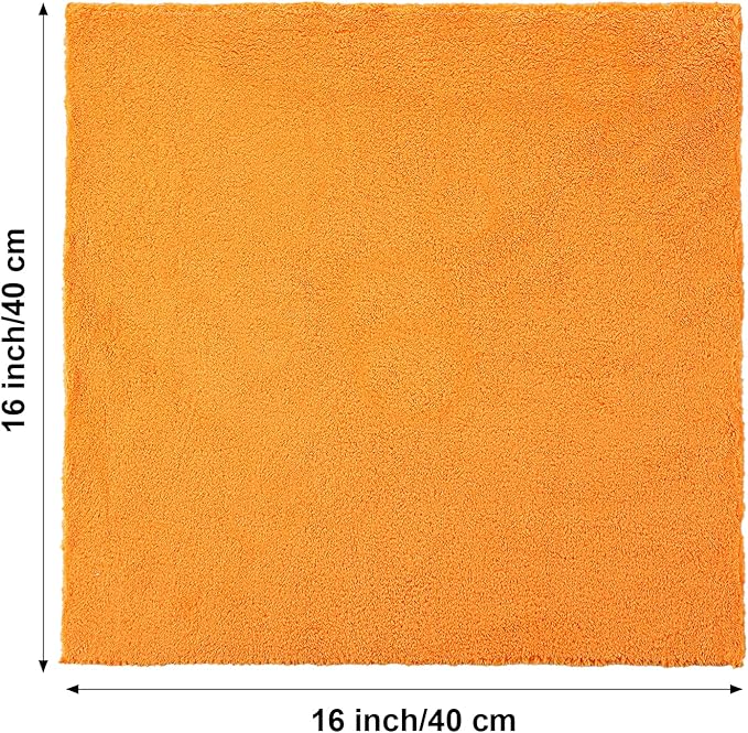 Shimeyao 30 Pcs 16 x 16 Inch Edgeless Microfiber Plush Towels for Cars Detailing Drying Wash Polishing Absorbent Cleaning Cloths, 500 GSM(16 x 16 Inch, Orange, 30 Pcs)