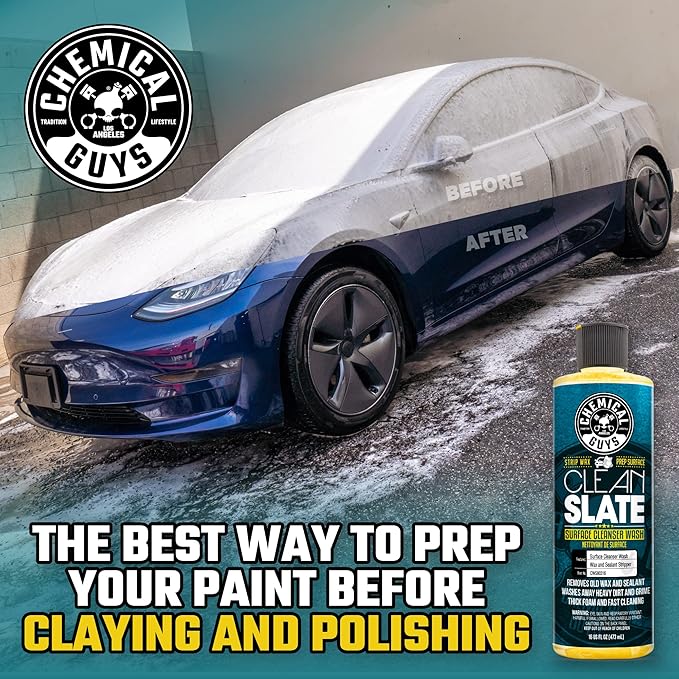 Chemical Guys CWS803 Clean Slate Deep Surface Cleaning Car Wash Soap (Removes Old Car Waxes, Glazes & Sealants for Superior Surface Prep), 128 fl oz (1 Gallon), Citrus Scent