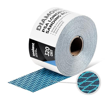 toolant Diamond Shape 320 Grit Sandpaper Roll, 2-3/4" Wide 10 Yard Longboard Self Adhesive PSA Stickyback Sand Paper for Woodworking, Metal, Plastic, Automotive, Sanding Blocks