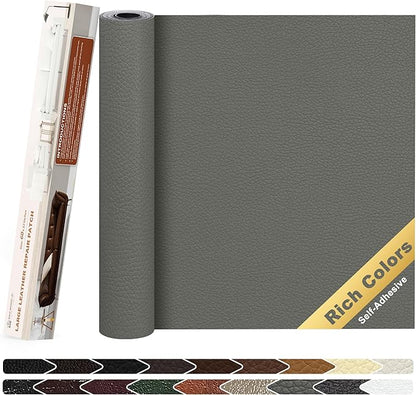 KING MOUNTAIN Leather Repair Patch,12 x 60 Inches self Adhesive Leather Repair Tape for Damaged Leather Furniture, Sofa Seating,Car Seats, Leather Goods（Gray）
