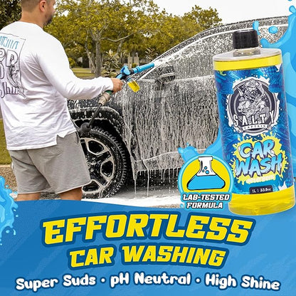 Salty Captain Car Wash Soap 33.8oz – High-Foaming Car Shampoo for Foam Cannons, Guns or Bucket Washes – Anti-Rust Protection & Safe on All Surfaces – Premium Lab Tested Quality
