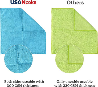 USANOOKS Microfiber Cleaning Cloth - Turq - 50Pcs (12.5x12.5 inch) High Performance - 1200 Washes, Ultra Absorbent Car Towel Traps Grime & Liquid for Streak-Free Mirror Shine - car Washing Cloth