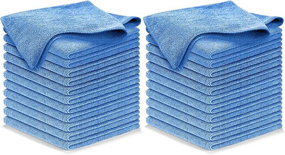 USANOOKS Microfiber Cleaning Cloth - 1200 Washes, Ultra Absorbent Towels Grip Root Weave Grime - 24pack - Blue