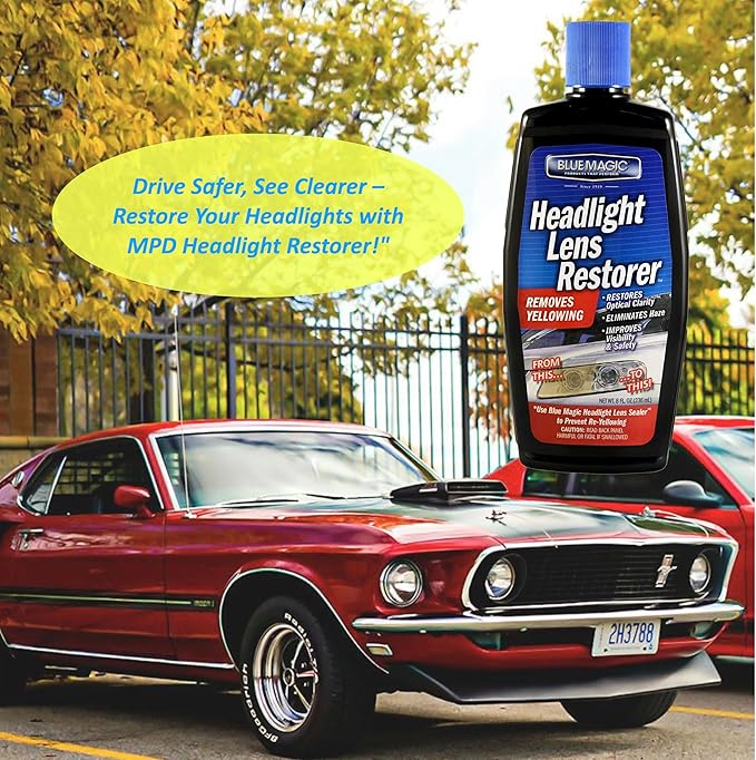 MPD Cobalt Charm Headlight Restorer – 8 oz | Removes Yellowing, Haze & Oxidation | Restores Lens Clarity & Brightness | Enhances Nighttime Visibility