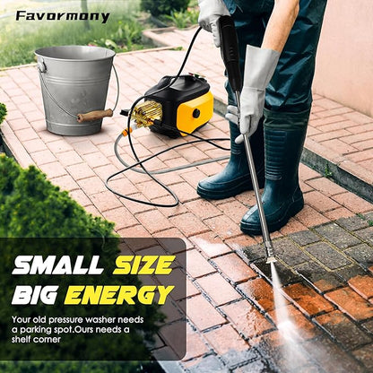 Portable Compact Pressure Cleaner, Power Cleaner with 33FT Flexible Extension Hose, 3 Nozzles, Foam Cannon for Cars, Patios, Driveways