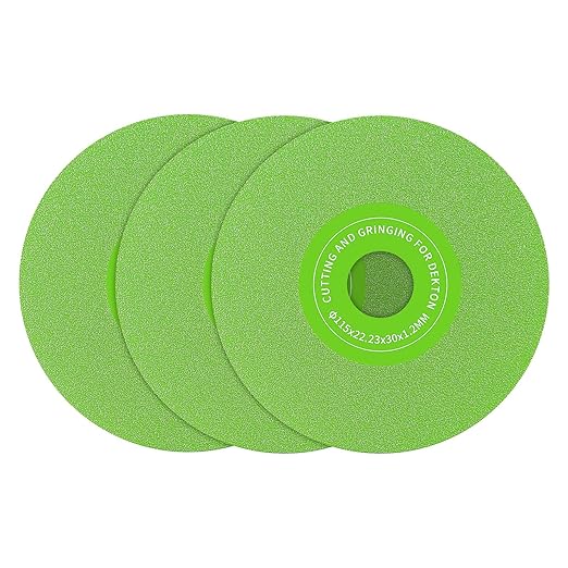 LOZLIN 3PCS 4.5"(115 * 22.23mm) Diamond Grinding & Cutting Discs - Flat Angle Grinder Blades with 7/8" Arbor for Marble/Quartz/Ceramic/Glass