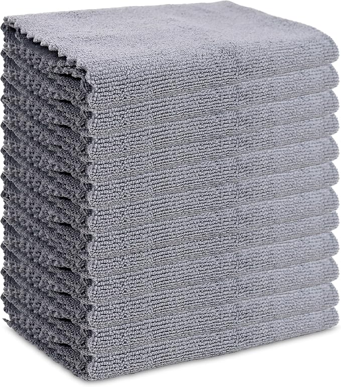 Arkwright SmartEdge Microfiber Cleaning Cloths - (Pack of 12) Thick Edge Less Dish Drying Towel for Car, Polishing, Washing, and Auto Detailing, 16 x 16 in, Grey