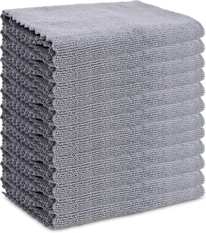 Arkwright SmartEdge Microfiber Cleaning Cloths - (Pack of 12) Thick Edge Less Dish Drying Towel for Car, Polishing, Washing, and Auto Detailing, 16 x 16 in, Grey