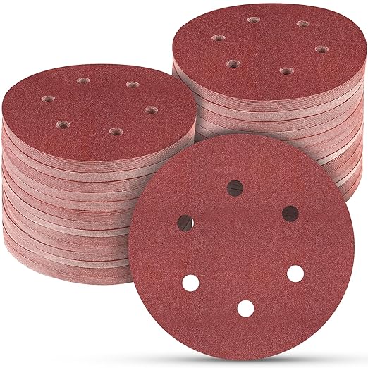 100 PCS 6 Inch Sanding Discs 220 Grit, 6 Hole Hook and Loop Sandpaper, Round Orbital Sand Paper Discs for Sander