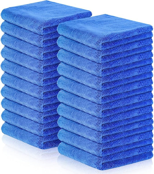 20 Pcs Car Microfiber Towels Premium Ultra Soft Car Detailing Towel Cloths Edgeless Microfiber Plush Towels for Cars Wash, Home Cleaning & Pet Drying Cloths, 16 Inch x 16 Inch, Dark Blue