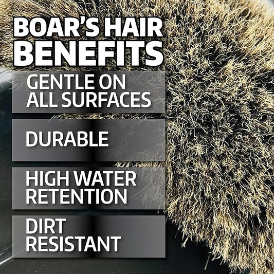 Montana Boar's Hair Wash Brush PLUS | Premium Curved Bristles for Effective Cleaning | Safely Lifts Dirt Without Scratching Paint or Clear Coat | Durable & Versatile for Cars, Trucks & RVs | MB-403
