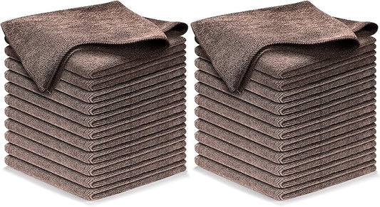 USANOOKS Microfiber Cleaning Cloth - 1200 Washes, Ultra Absorbent Towels Grip Root Weave Grime - 24pack - Brown